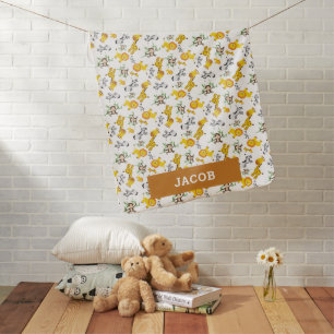 Personalized Safari Animal Baby Cute Jungle Baby Blanket