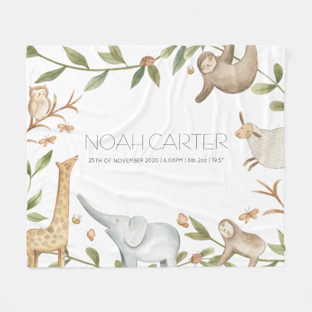 Personalized safari animal blanket for kids (Front (Horizontal))
