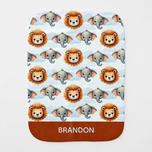 Personalized Safari Animal Pastel Lion Elephant