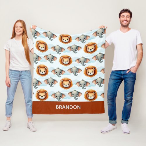Personalized Safari Animal Pastel Lion Elephant