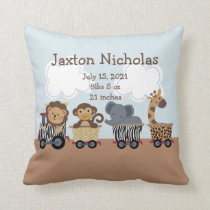 Personalized Safari Animal Train Pillow Keepsake