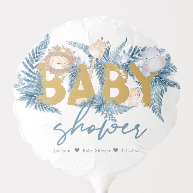 Personalized Safari Animals Baby Shower Balloon (Front)