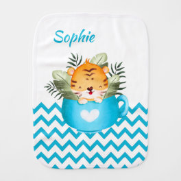 Personalized Safari Animals in a Cup Baby Burp Cloth