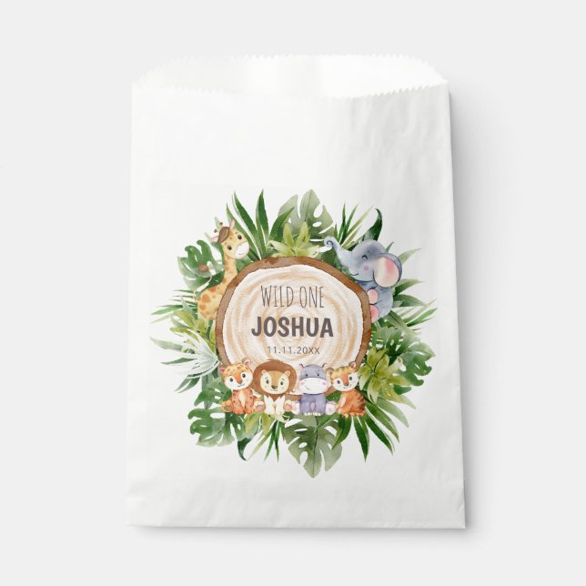 Personalized Safari Animals Party  Favor Bag (Front)