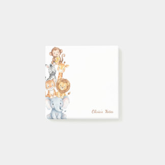 Personalized Safari Animals Stacked Sticky Notes
