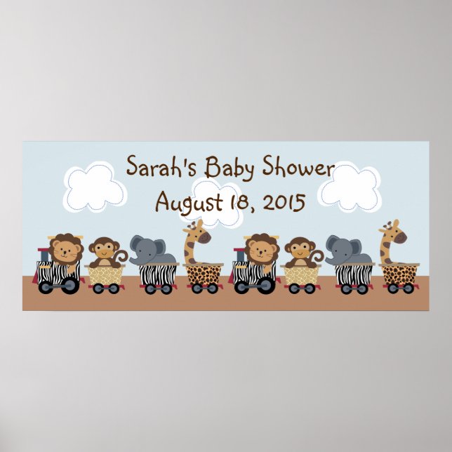 Personalized Safari Animals Train Poster/Banner Poster (Front)