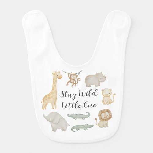 Personalized Safari Animals Two-Sided Baby Bip Bib