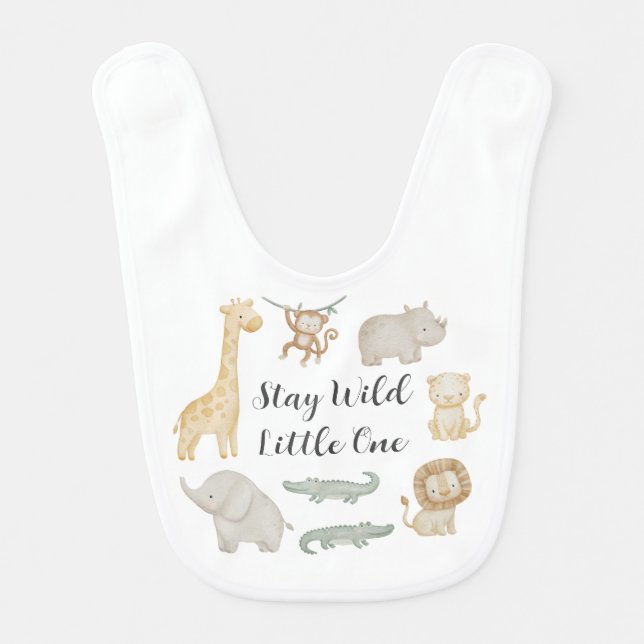 Personalized Safari Animals Two-Sided Baby Bip Bib (Front)