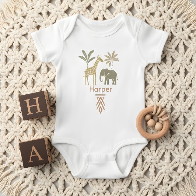 Personalized Safari Baby Bib | Custom Name Bodysuit (Creator Uploaded)