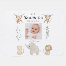 Personalized Safari Baby Blanket with Custom Photo