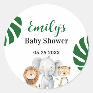 Personalized Safari Baby Shower Classic Round Sticker