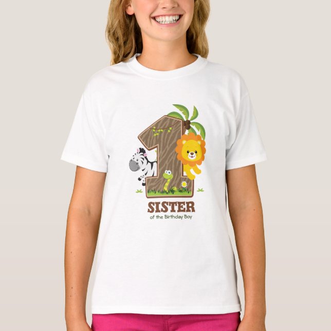 Personalized Safari Birthday Tshirt for Sister (Front)