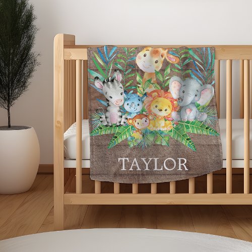 Personalized Safari Boy  Girl  Receiving Blanket