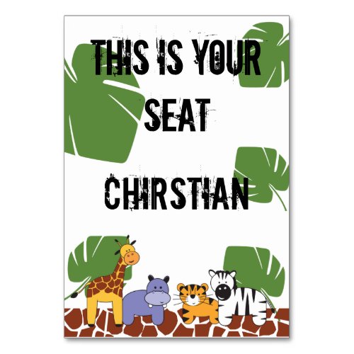 Personalized Safari First Birthday Table Number