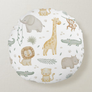 Personalized Safari Jungle Animals Nursery Pillow