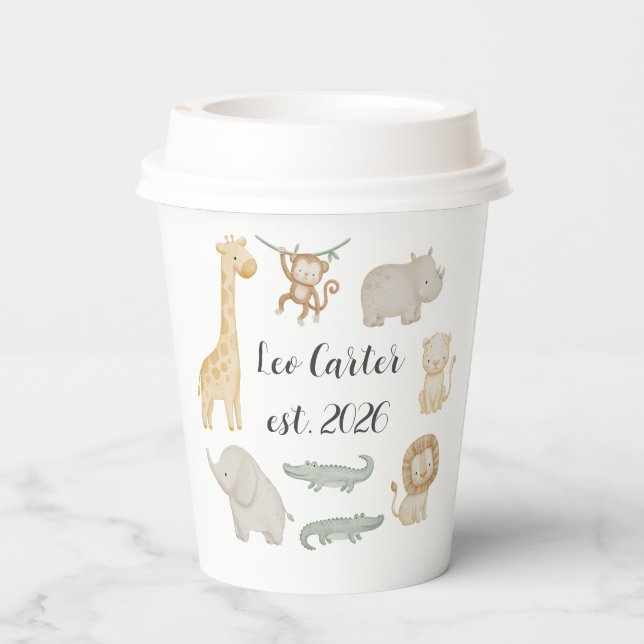 Personalized Safari Kids Cup | Custom Name Jungle  (Back)