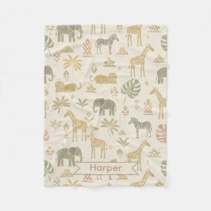 Personalized Safari Kids Fleece Name Blanket