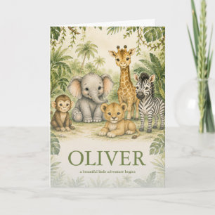 Personalized Safari Nursery Name Greeting Cards