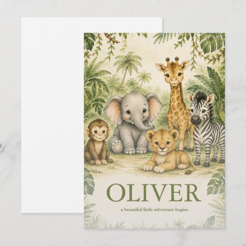 Personalized Safari Nursery Name Note Cards