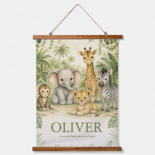 Personalized Safari Nursery Name Note Cards  Hanging Tapestry