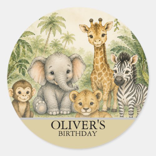 Personalized Safari Nursery Name Poster | Jungle  Classic Round Sticker
