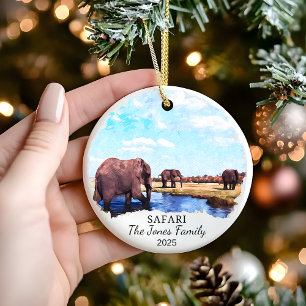 Personalized Safari Ornament, Africa Gift Ceramic Ornament