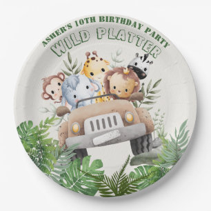 Personalized Safari Party Platter Jungle Birthday Paper Plates