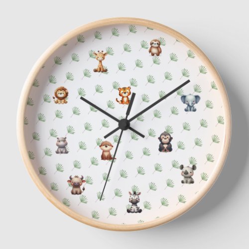 Personalized safari theme baby and kids clock