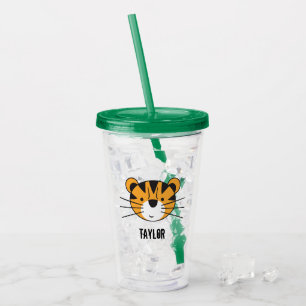 Personalized Safari Tiger Illustration birthday Acrylic Tumbler