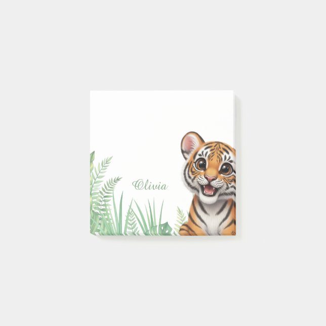 Personalized Safari Tiger Sticky Notes (Front)