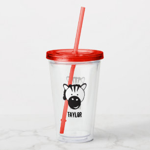 Personalized Safari Zebra Illustration birthday Acrylic Tumbler