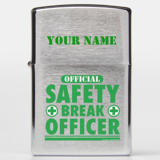 Personalized Safety Break Officer Flask Zippo Lighter