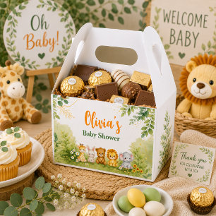 Personalized Sage Botanical Jungle Baby Shower Favor Boxes