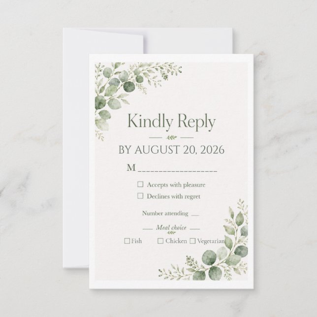 Personalized Sage Eucalyptus RSVP Card (Front)