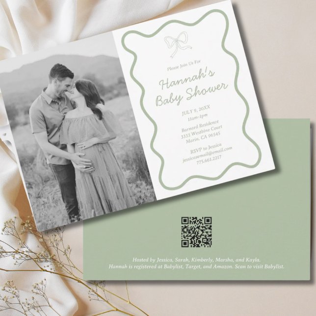 Personalized Sage Green Baby Shower Invitation (Personalized Sage Green Baby Shower Invitation
)