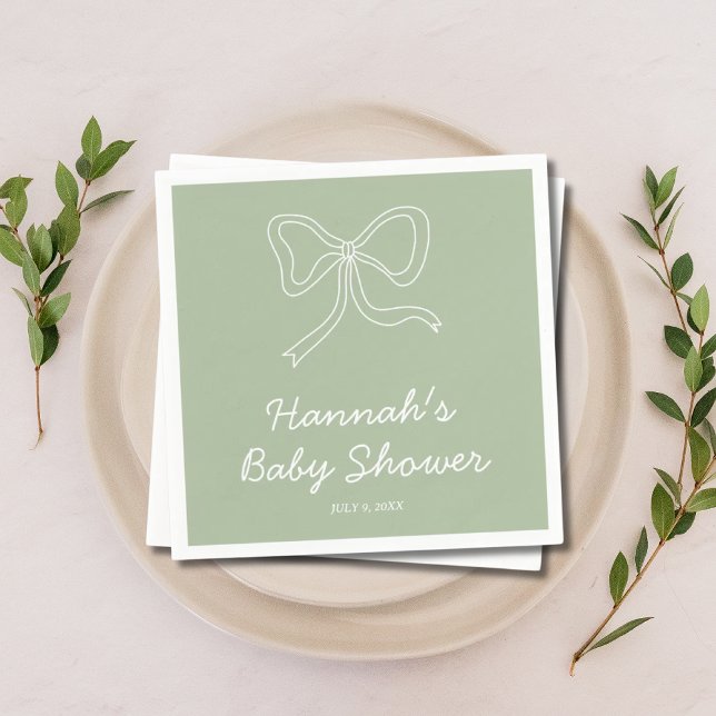 Personalized Sage Green Baby Shower Napkins (Personalized Sage Green Baby Shower Napkins)