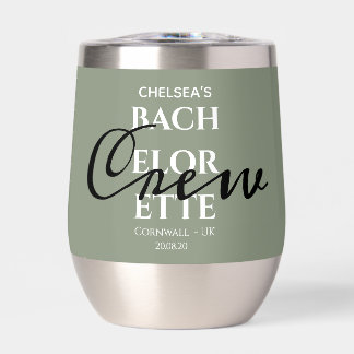 Personalized Sage Green Bachelorette Crew Party Thermal Wine Tumbler