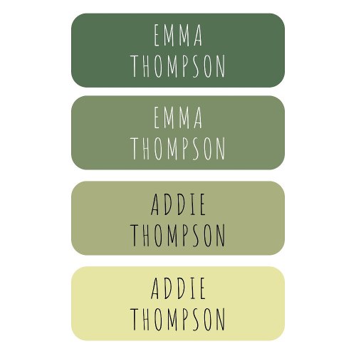 Personalized Sage Green Back To School Clothing Kids Labels