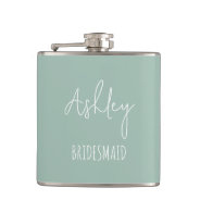 Personalized Sage Green Best Bridesmaid Gifts Flask at Zazzle
