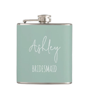 Personalized Sage Green Best Bridesmaid Gifts Flask