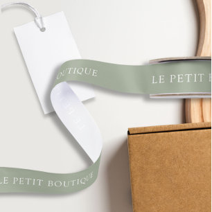 Personalized Sage Green Business Name Satin Ribbon