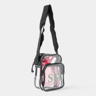 Personalized Sage green Couple Monogram Clear Crossbody Bag