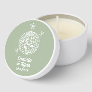 Personalized Sage Green Disco Wedding Candles