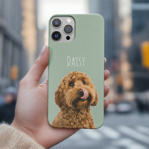Personalized Sage Green Dog Photo iPhone 15 Pro Case