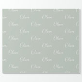 Personalized Sage Green Elegant Name  Wrapping Paper (Flat)