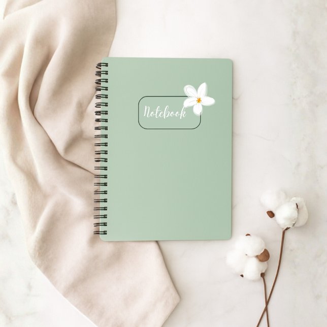 Personalized Sage Green Flower Spiral Notebook (Creator Uploaded)