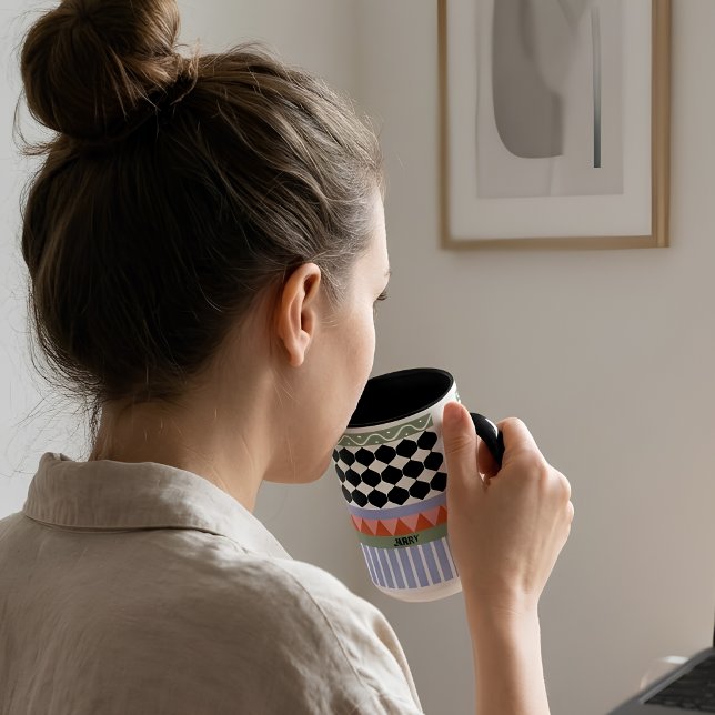 Personalized sage green geometric pattern mug (Creator Uploaded)