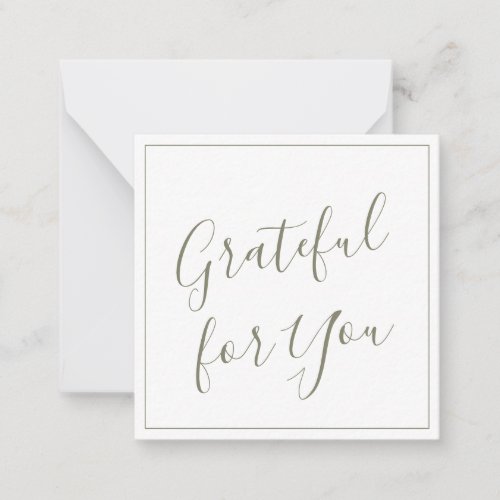 Personalized Sage Green Grateful for You Note Card