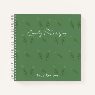 Personalized Sage Green Leaves Pattern Cook Recipe