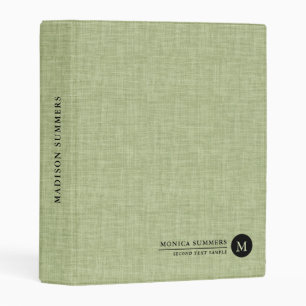 Personalized Sage Green Linen Mini Binder